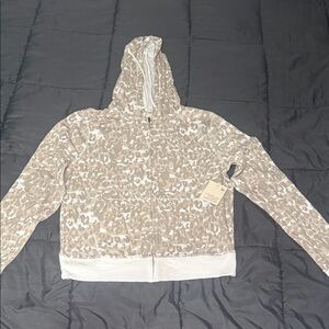 SO Beige and White Patterned Hoodie